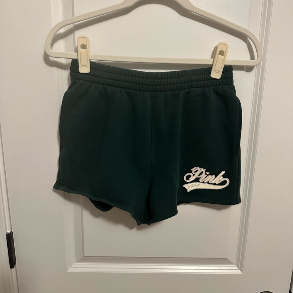 PINK Victoria's Secret Dark Green fleece Shorts